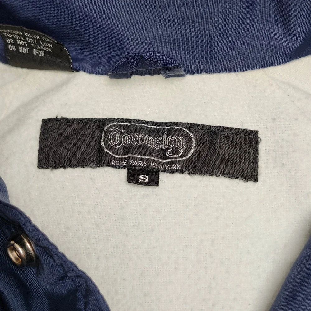 Vintage Townsley Coach Jacket Blue Nylon Mens Medium Cotton Lined Blank